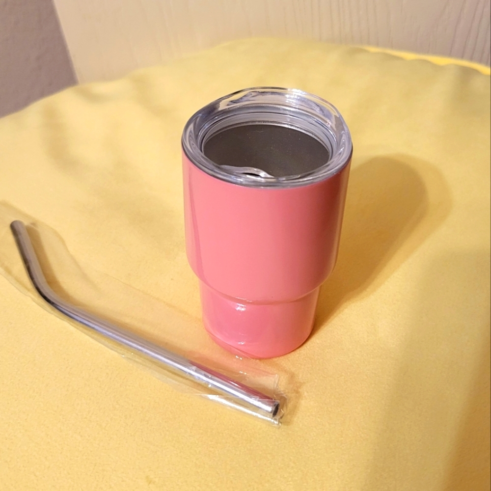 MINI Insulated Tumbler & Stainless Steel Straw (PINK)